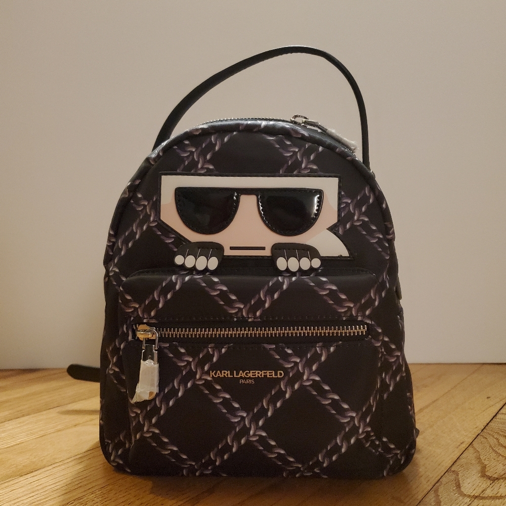 NWT Karl Lagerfeld Paris "Amour Nylon Mini Backpack" | Chain Print |  LH0KE899